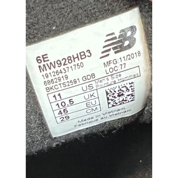 New Balance 928v3 Shoes Mens 11 6E Black Leather Hook Loop Walking Comfort Dad - Picture 9 of 12